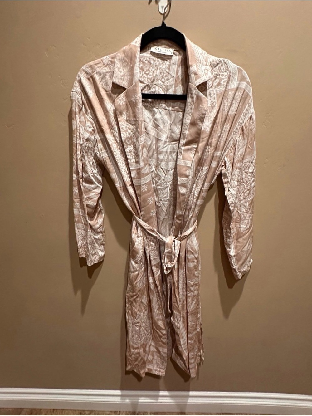 Calista Blush Floral Tie Waist Kimono Cardigan Cover Up Small